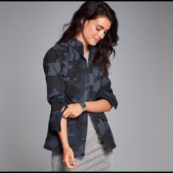 Abercrombie & Fitch Navy Blue Camo Utility Jacket - Picture 2 of 7